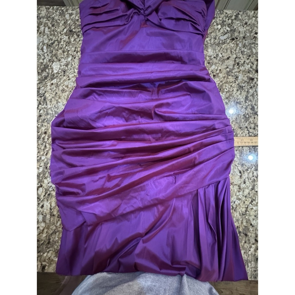Theia Couture 880828 Orchid Taffeta Ruched Off‎ Shoulder Stretch Gown Size 10 - Picture 11 of 15